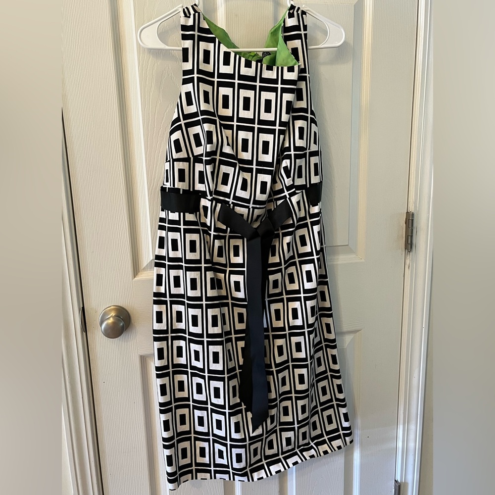 Jessica Howard Black and White 18W Sleeveless Geometric Dress